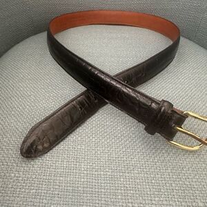 Huntington Clothiers Black Italian Calf Leather Belt 34